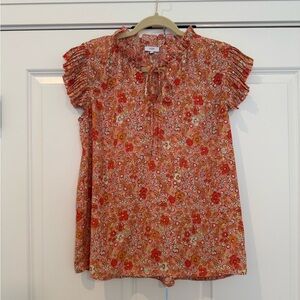 Floral Ruffle Sleeve Blouse